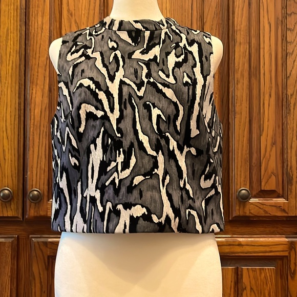 Proenza Y2K sleeveless crushed velvet in black pattern top - Picture 1 of 5